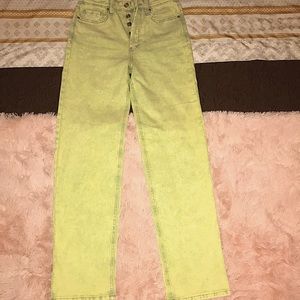 (NWT) Wild Fable Acid Wash Lime Green High Rise Straight Leg Jeans